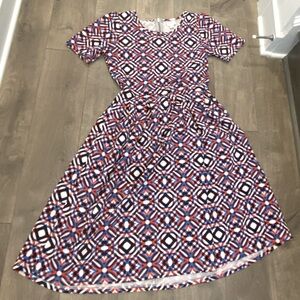Red, white and blue LuLaRoe Amelia dress. Good condition! Size medium.